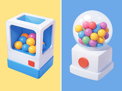 Magic Box Ball Game Machine 3d ball cartoon claw cute gacha game icon illustration machine magic box pastel rendering toy