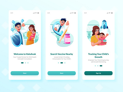 Child Growth Tracker - UI Onboarding Illustration child growth design child illustration doctor illustration doctor ui flat design flat illustration illustration medical ui onboarding illustration onboarding screen ui design ui illustration uiux user interface