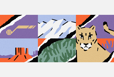 Utah Mural Concept cougar illustration mountain mountain lion mural southern utah texture utah utah jazz