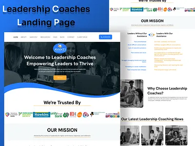 AVANTI - Leadership Coaches Landing Page banner branding branding web business design design app engagement executive leadership coaching header homepage inventors landing landing page leadership coach jobs modern modern design ui community webflow website ux windows