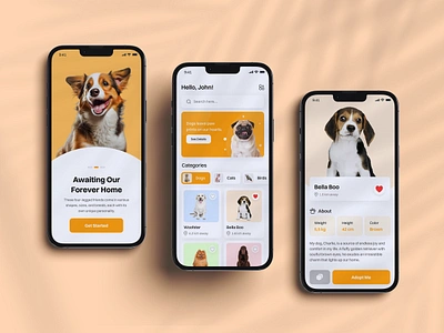 Pet Adoption App adopt android birds cats creative design creativity design designer dogs dribbble ecommerce ios light mode mobile ui pet app pet care pets typography ui ux