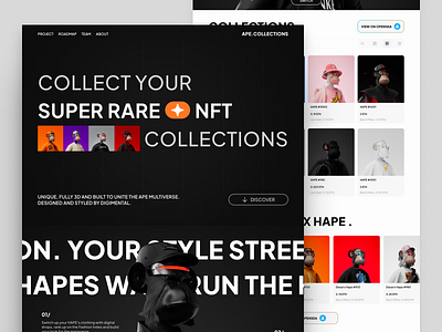 Ape Collections 3d animation ape branding exploration graphic design inspiration logo motion graphics nft nft website trending ui uiux website