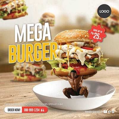 Social Media Branding branding burger desaingrafis design digitalmarketing graphic design illustration mediasocial