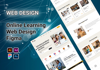 Online Learning Web Design app design education app figma full website home page home page design landing page landing page design learning app learning website online course online courses website ui desig ui design ui ux ui ux designer web design web ui ux website website design