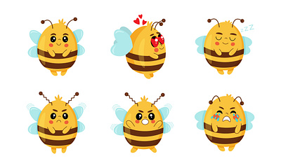 Bees set design graphic design illustration illustrator vector