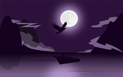 Sound of silence digital art illustration landscape monochromatic moon