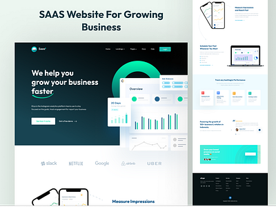 Saas Website for Growing Buisness branding intreraction design landing page logo mockups design saas website thumbnail design typography ui uidesign uisval design uiu uiux design website website design