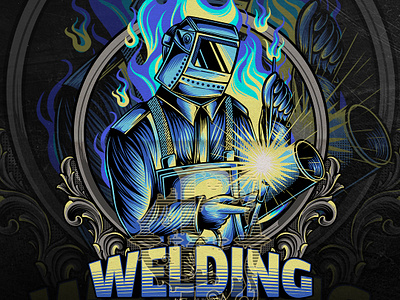 Welding Man Welder "Tshirt Design" by Duns Creative american apparel apparel fire design illustration machine industries ornate design procreate tshirt inspiration welder welding