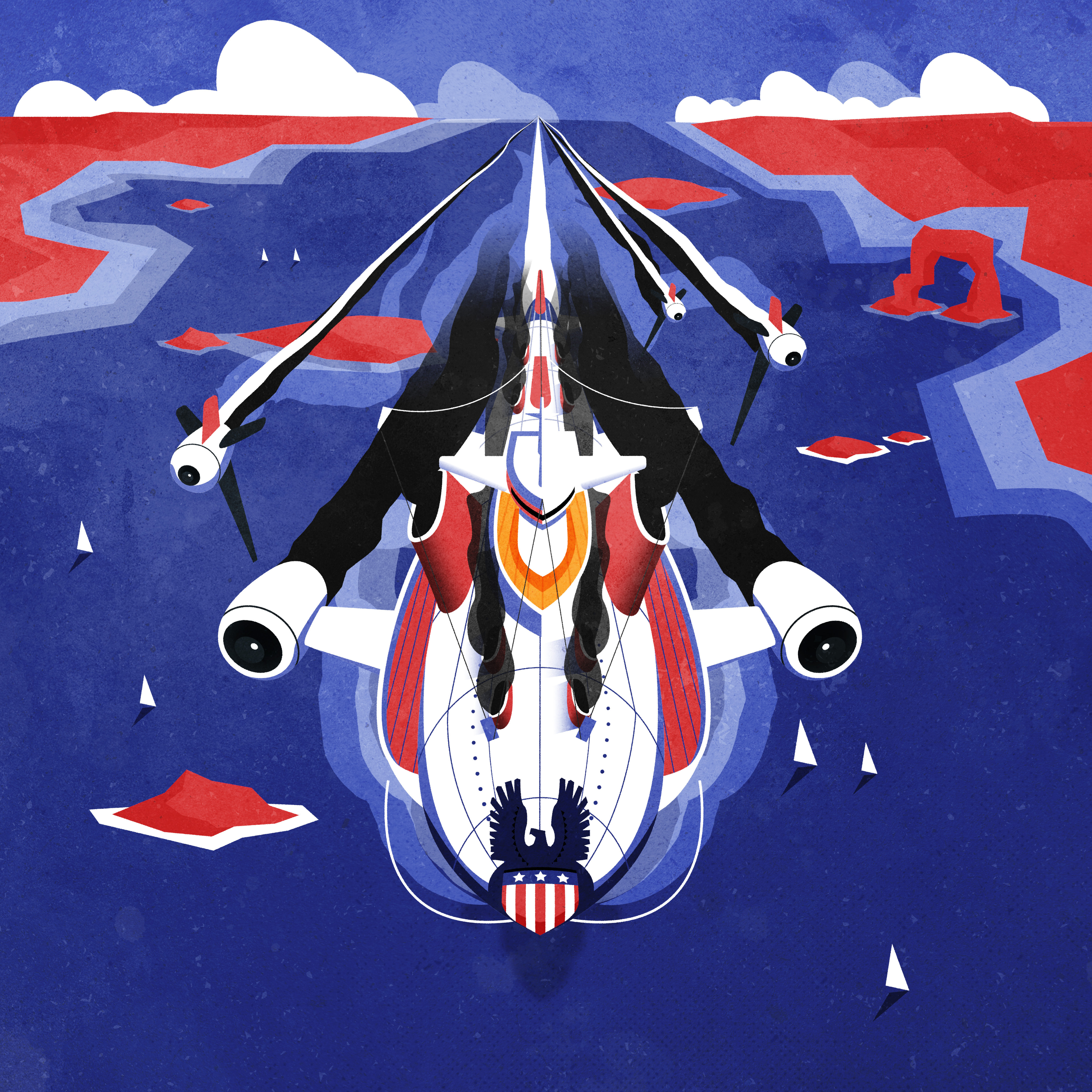 Dieselpunk USA Blimp blimp design dieselpunk illustration illustrator minimalist retrofuturism ship texture vector