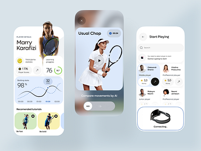 Application for Playing Virtual Tennis branding design illustration ui uidesign uiux ux