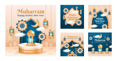 Islamic New Year Social Media Template adobe illustration gradient gradient mesh graphic design islamic new year social media post vector