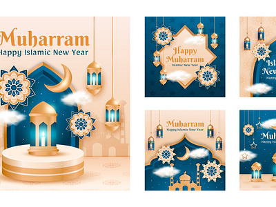 Islamic New Year Social Media Template adobe illustration gradient gradient mesh graphic design islamic new year social media post vector