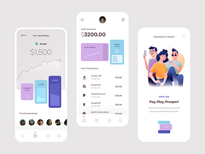 Sharing Payments Mobile App app clean design flat illustration mobile ui ux