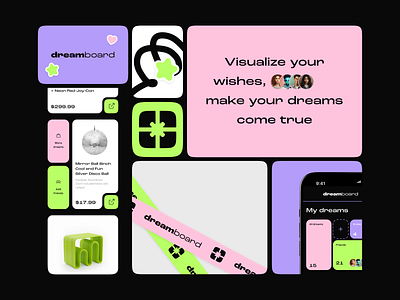 Wishlist mobile app moodboard app branding cards graphic design logo mobile moodboard ui ux wishlist