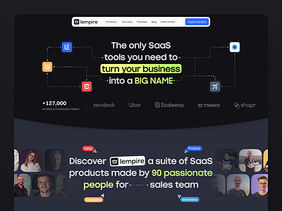 lempire website branding hero hero section hiring lemcal lemlist lempire lemwarm product design saas sales software taplio tweethunter website