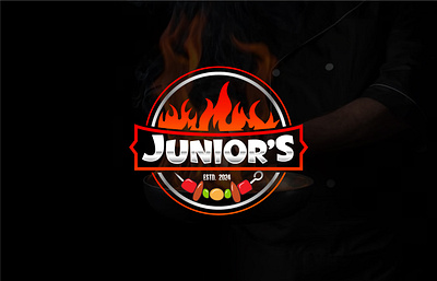 Junior’s Logo Design-Latin meat skewers branding business creative logo custom logo food graphic design letter logo logo meat restaurant skewers