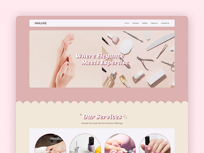 Nail Salon Website beauty design fashion hand landing landingpage makeup nail nailart nails nailsalon nailsart pink ui ui ux web webdesign website