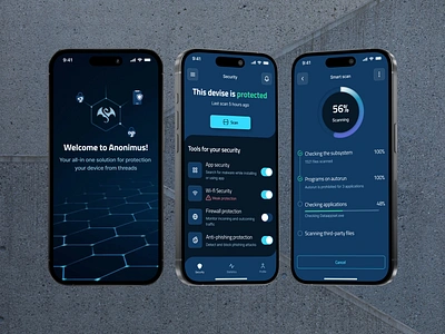 Anonymous - cyber security mobile app cyber security dark dark mode dark theme design mobile mobile app security ui ux