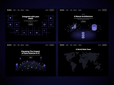 Zerve – Hero animation dark data science development experience design gradient hero illustration interaction interface design motion graphics technology typography ui ux web design website