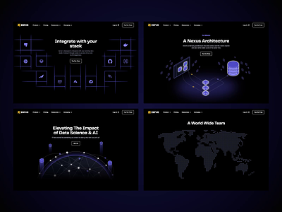 Zerve – Hero animation dark data science development experience design gradient hero illustration interaction interface design motion graphics technology typography ui ux web design website