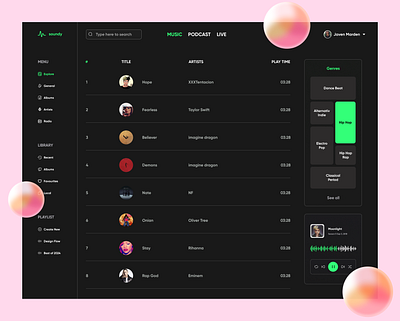 Soundy - Web Player app design design figma ui ux web design