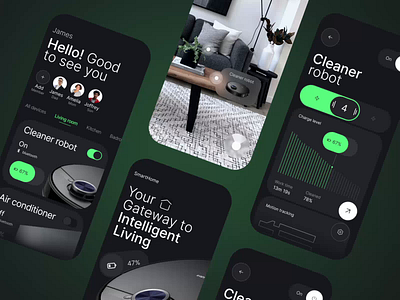 Smart Home App Design animation app application cleaner design figma hero screen home robot smart ui uxui