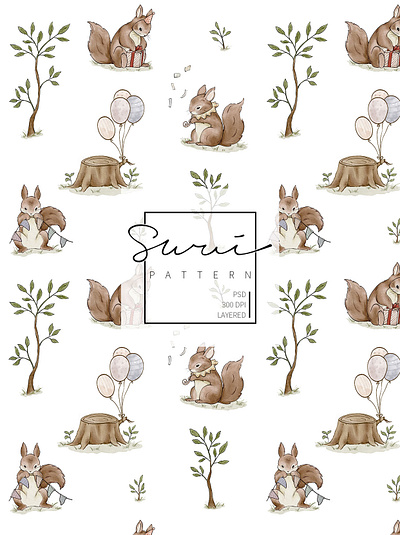 Squirrel seamless pattern design illustration pattern pattern design printing seamless pattern