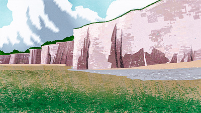 Virtual Plein Air 2d britain british chalk cliff cliffs coast concept digital painting dover drawing england europe illustration kent landscape plein air retro rock vintage