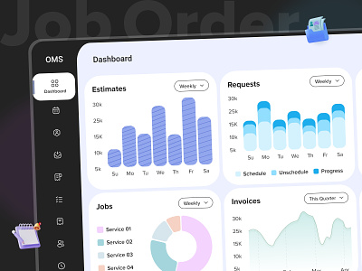 OMS - Job Order Management Dashboard Design admin admin dashboard analytics chart client task dashboard dashboard design data graph job job dashboard job management management office ordered dashboard saas schedual work work dashboard work management