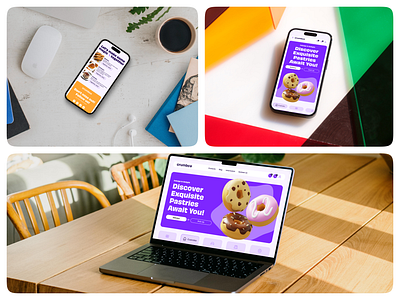 Crumbco Pastries - Landing Page - UI/UX add to cart baked bakery crumbco delivery design figma goodbrief landing page pastries pick up product purple social media sweet ui user experience user interface ux web design