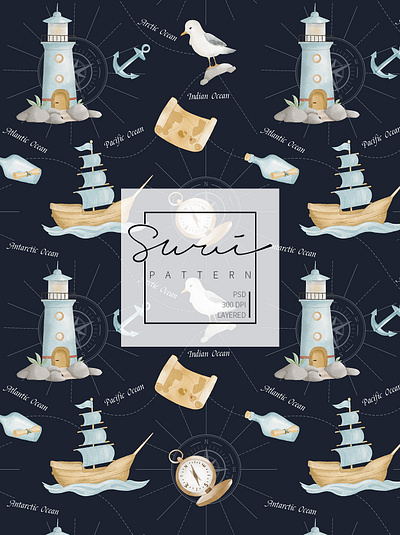 Ocean seamless pattern design illustration pattern pattern design printing seamless pattern