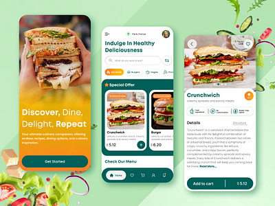 Sandwich Food Mobile App app application design branding figma graphic design mobile design sandwich app ui uiux design