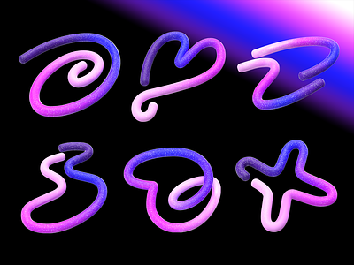 3D gradient line abstract shape. Cute colorful squiggle line 3d abstract cartoon colorful curves cute geometric graphic design illustration line marmalade matte noodle quirky rendering shape squiggle twirl worms wriggling