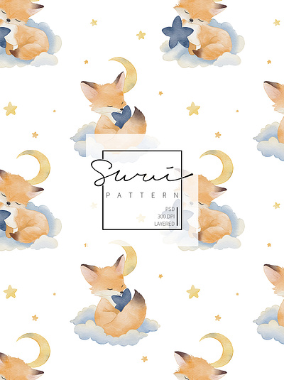 Star and fox seamless pattern design fox illustration pattern pattern design printing seamless pattern