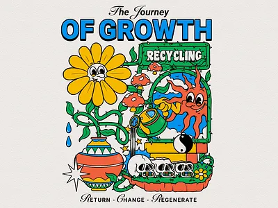 The Journey of Life branding cartoon character illustration cover album cute illustration design illustration journey illustration merch design poster design poster illustration retro mascot sun illustration sunflower illustration vintage cartoon vintage mascot
