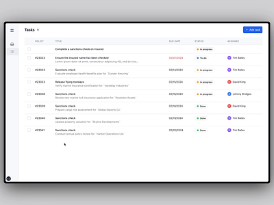 Action bar insurtech saas tailwind tailwindcss web design