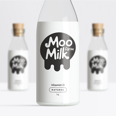 Farm milk "Moo" | Logo Design adobe illustrator bag banner bottle brand branding cap cow delivery design farm graphic graphic design identily illustration logo logotype milk t shirt vector