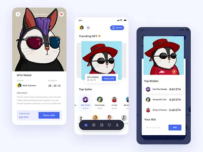 COINSLY - NFT Marketplace Mobile App UI Design app bid bidding buy cart crypto design mobile app nft shop