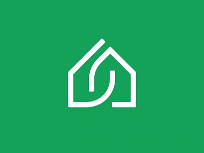 Eco House — Logo For Sale bio branding connection eco graphic design green home house leaf lines logo mark minimal modern nature recycle sign