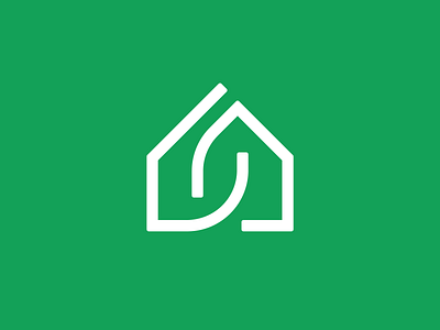 Eco House — Logo For Sale bio branding connection eco graphic design green home house leaf lines logo mark minimal modern nature recycle sign