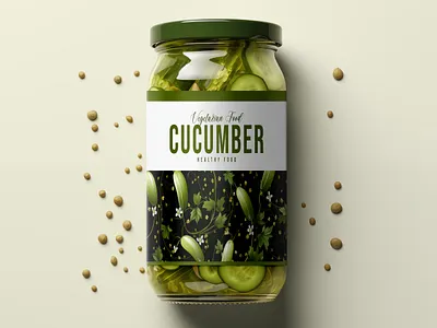 Food Glass Jar Label Design cucumber food jar food label fruit jar fruit label glass jar glass jar label jar jar label label label design packaging design product label sauce label
