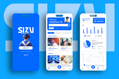 Sizu Online E-Learning Mobile App Ui Design app ui case study course e learning educational figma graphic design illustrator interface design minimal minimalist photoshop preentation prototype ui ui design uiux user interface