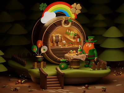 Happy St. Patrick’s Day! 🍀 3d animation blender graphic design greetings holiday icons illustration leprechaun luck motion graphics set st. patricks day ui