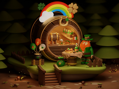 Happy St. Patrick’s Day! 🍀 3d animation blender graphic design greetings holiday icons illustration leprechaun luck motion graphics set st. patricks day