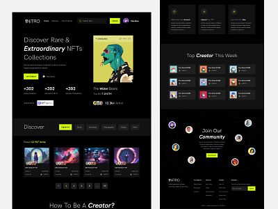 1NiTRO - NFT Landing Page UI Design art artist branding crypto design graphic design illustration nft typography ui ux vector website