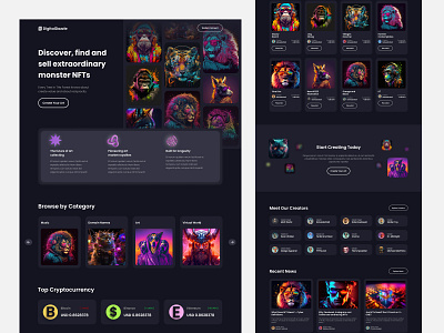 DigitalDazzle - landing page design app crypto design graphic design illustration landing page nft ui ux vector website website page