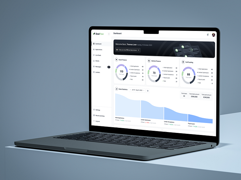 DealFlow brokerage platform ai crm finance platform saas ui ux web web app