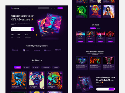 ArtisticAlley - Landing page design ui design art art gallery artist crypto design graphic design illustration landing page nft typography ui ux vector website