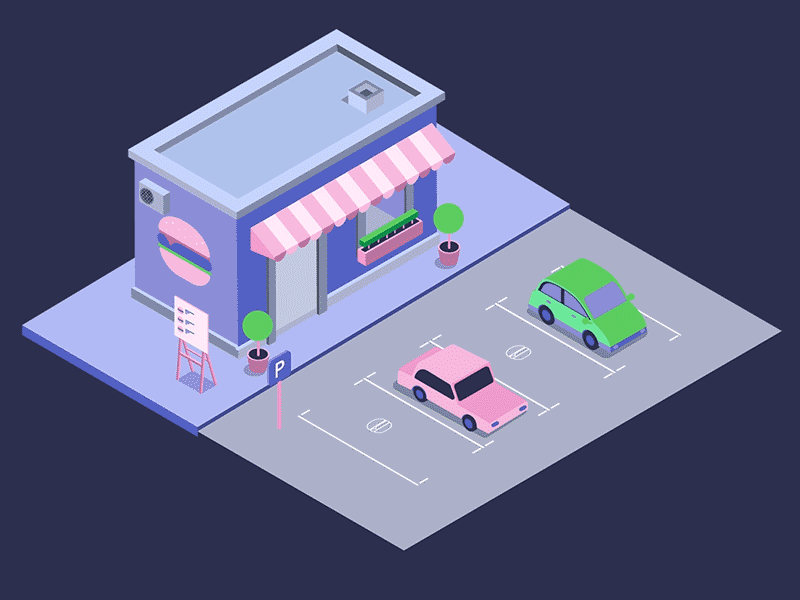 Parkit Service Control your own parking lot aftereffects animation car cars illutrator isometric minimal parking parking lot vector
