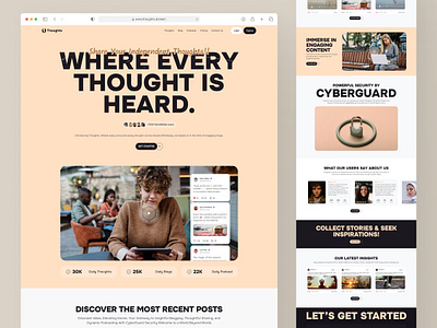 Thoughts - Think It! Make It! Write It! blog blog design branding design landing page logo platform social social media social platform ui ui design uiux web design